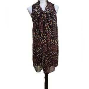 Sleeveless Floral Print Dress Ruffle V Neck Casual Spring‎ Summer Dress